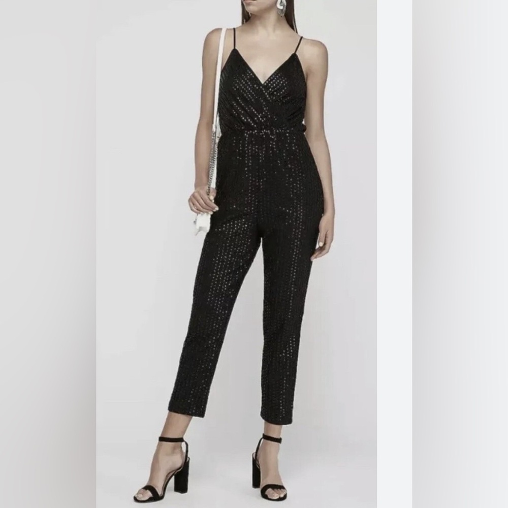 Express black sequin jumpsuit - WORN ONCE XXS